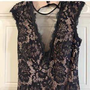 Betsy & Adam Black Lace Maxi Dress